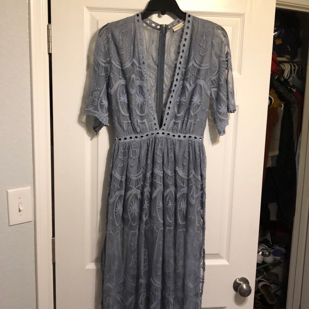 Gray Lace Maxi Romper